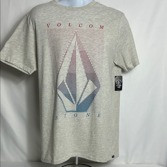 New Volcom Men’s Size Medium Gray Short Sleeve Logo Graphic Front Cotton T-shirt - Picture 1 of 4